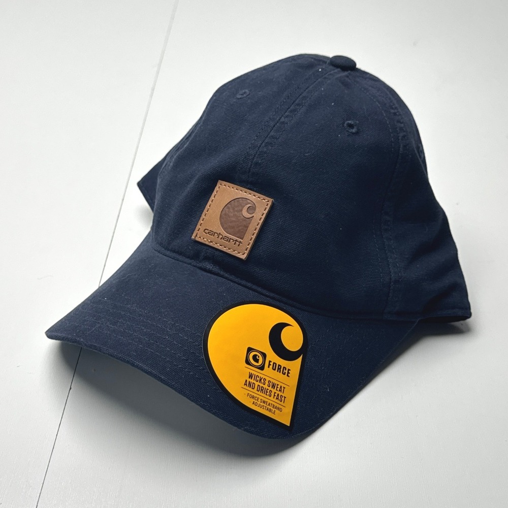 Carhartt Force Mens Navy Blue Cotton Canvas Adjustable Baseball Cap AH0289 NEW